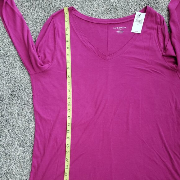 Lane Bryant Purple Long Sleeve V-neck T-Shirt New with Tag - Picture 6 of 9